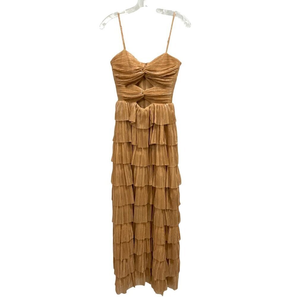 Gianni Bini Gold Cut out Tiered Maxi Dress NWT - Picture 4 of 10